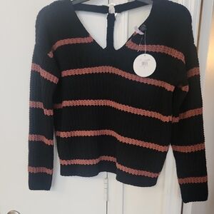Black and Pink Striped Women's Sweater
